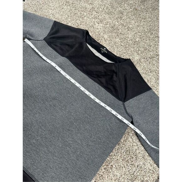 Athleta Fuse Sweatshirt Scuba Neoprene Black/Gray Color Block Pull Over XL - Picture 7 of 8